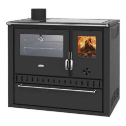 Sporák na tuhá paliva s teplovodním výměníkem PRITY GT W10 FI G DR, nerezová trouba, černá, levá
