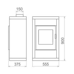 Hörby černá - 7kW, šamotová vyzdívka, dvouplášťová
