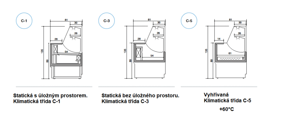 Obslužná chladící vitrína Orleans 100cm úložný prostor