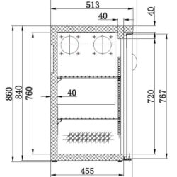 Chladící barový stůl CS 7450A 0345 černý prosklený