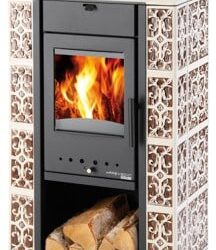 Kachlová krbová kamna ČIČMANY slonová kost/hnědá