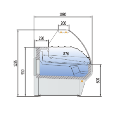 Pultová obslužná vitrína CVE-10-C-TF-10 ventilovaná 1m