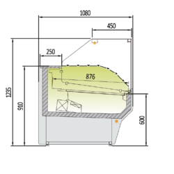 Obslužná chladící vitrína CVES-10-FT-10 ventilovaná 108*102