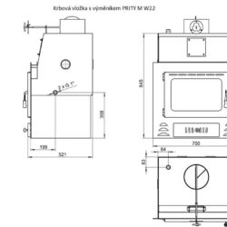 Krbová vložka s teplovodním výměníkem PRITY M W22