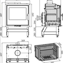 Krbová vložka VESUVIO II 1S, černá/litinová dvířka
