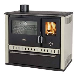 Sporák na tuhá paliva s teplovodním výměníkem PRITY GT W10 FI S DR, nerezová trouba, slonová kost, levá