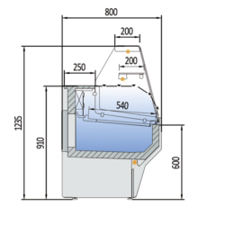 Pultová obslužná vitrína CVE-8-10R