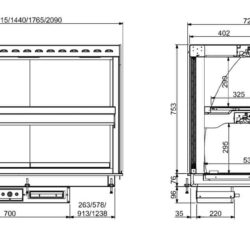 Vestavná teplá vitrína CS Keramic oblá 4/1 černá