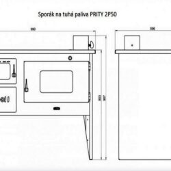 Sporák na tuhá paliva PRITY 2P50, pravá