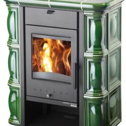 Krbová kamna TREVISO mini, barva černá/kachle zelená